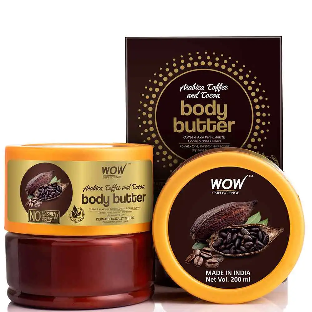 WOW Skin Science Arabica Coffee and Cocoa Body Butter,  200 ml  for All Skin Types