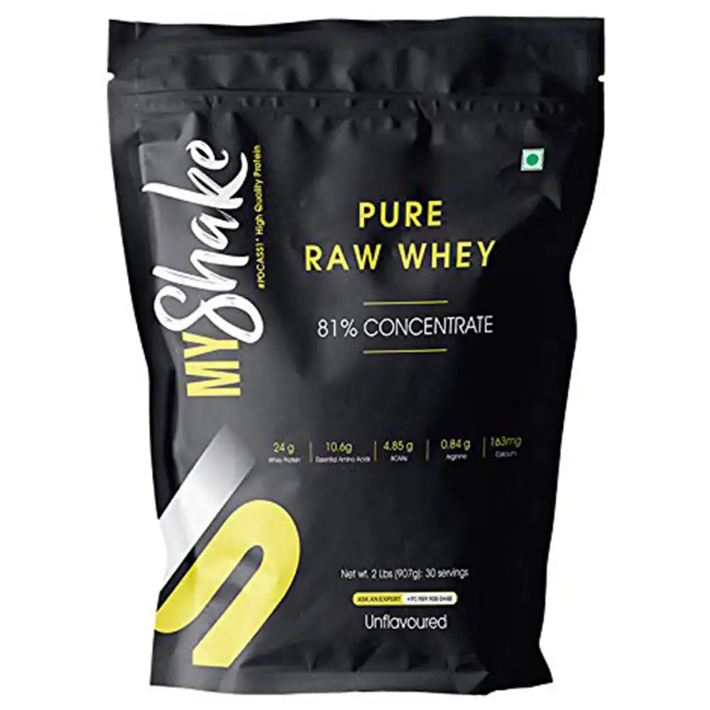 Myshake Pure Raw Whey Protein Concentrate 81%,  2 lb  Unflavoured