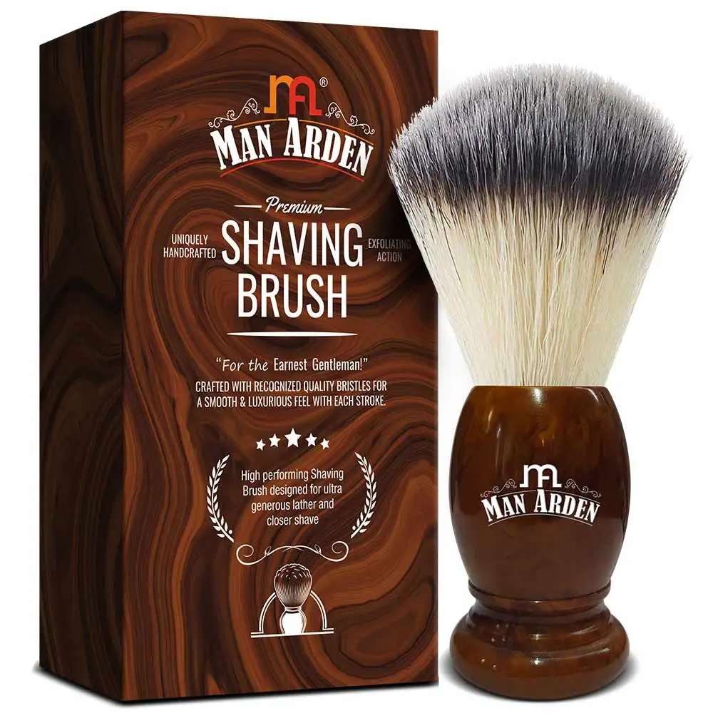 Man Arden Premium Shaving Brush,  1 Piece(s)/Pack  With Ultra Soft & Absorbent Bristles (Vintage Finish Brown)