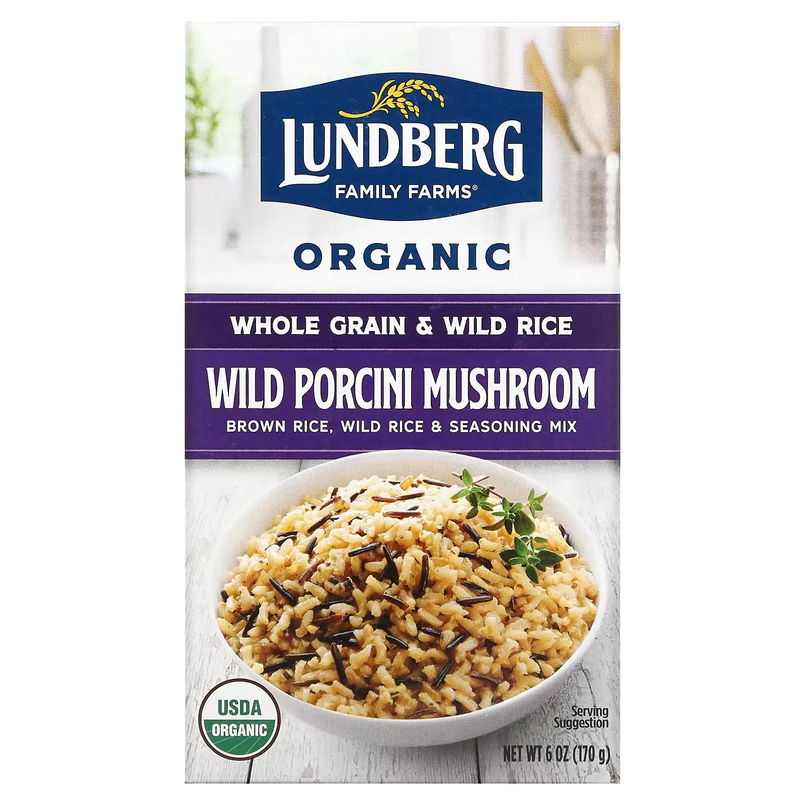 Organic Whole Grain & Wild Rice, Wild Porcini Mushroom, 6 oz (170 g)