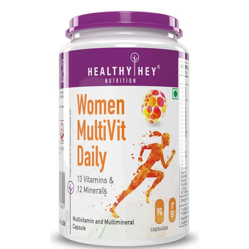 HealthyHey Nutrition Multi Vitamin For Women - 13 Vitamins & 12 Minerals - Veg Capsules