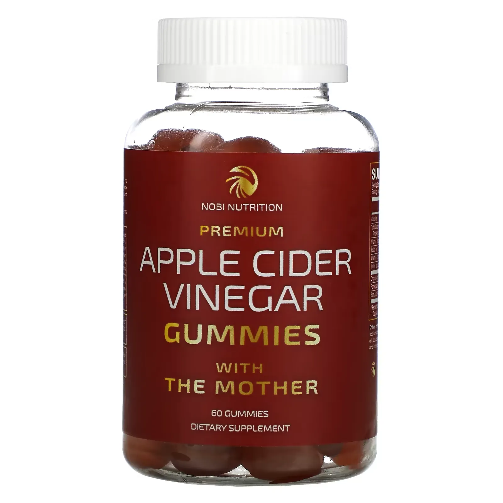 Premium Apple Cider Vinegar Gummies with The Mother, Apple, 60 Gummies