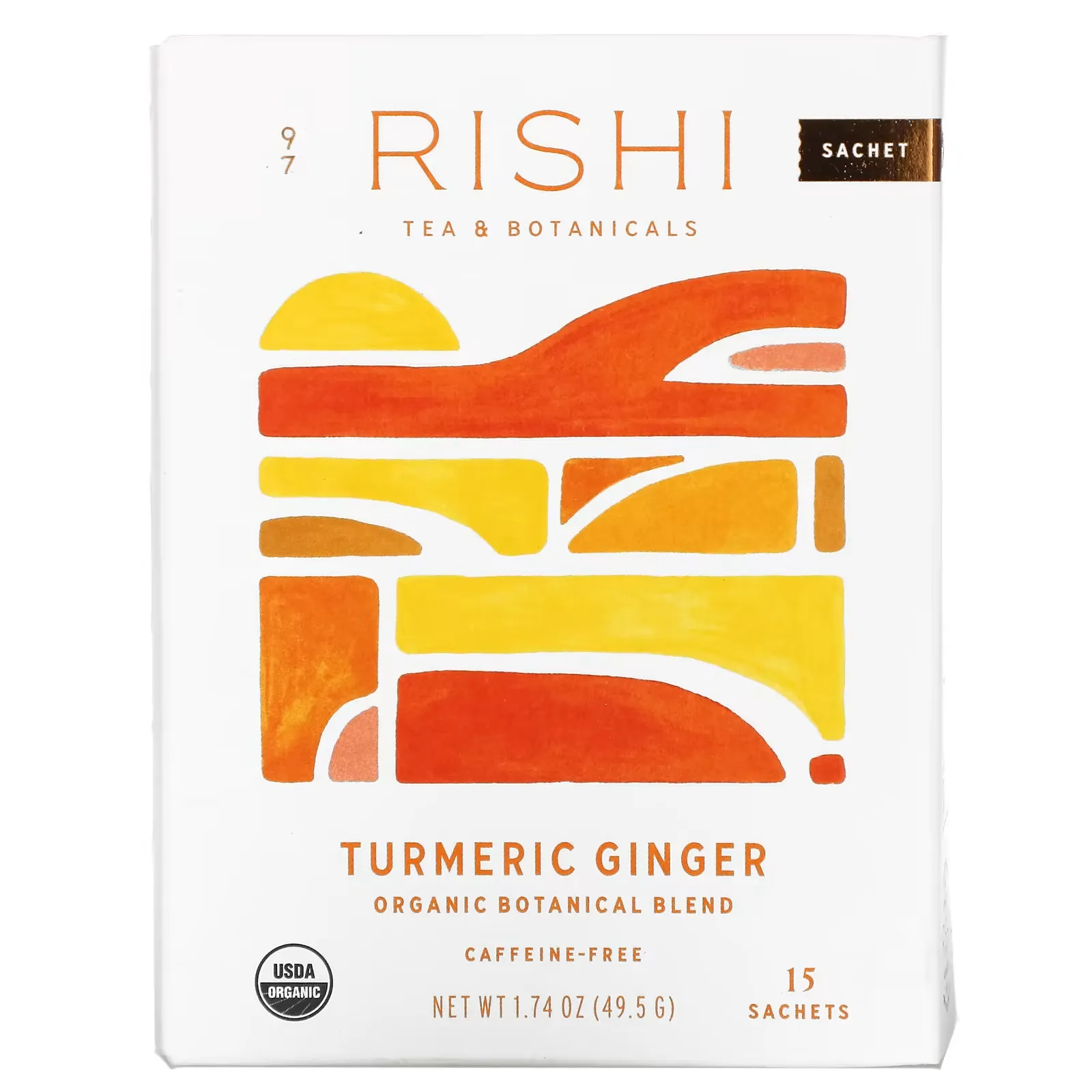 Organic Botanical Blend, Turmeric Ginger, Caffeine-Free, 15 Sachets, 1.74 oz (49.5 g)