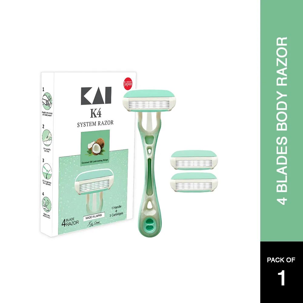 Kai K4 System Razor 4 Blade Body Razor - 1 Handle + 3 Cartridges