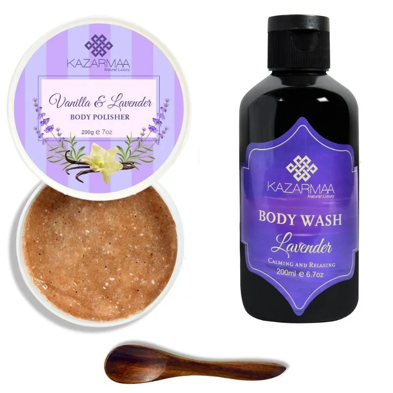 Kazarmaa Body Care Combo Vanilla & Lavender Body Polisher & Body Wash Pack Of 2