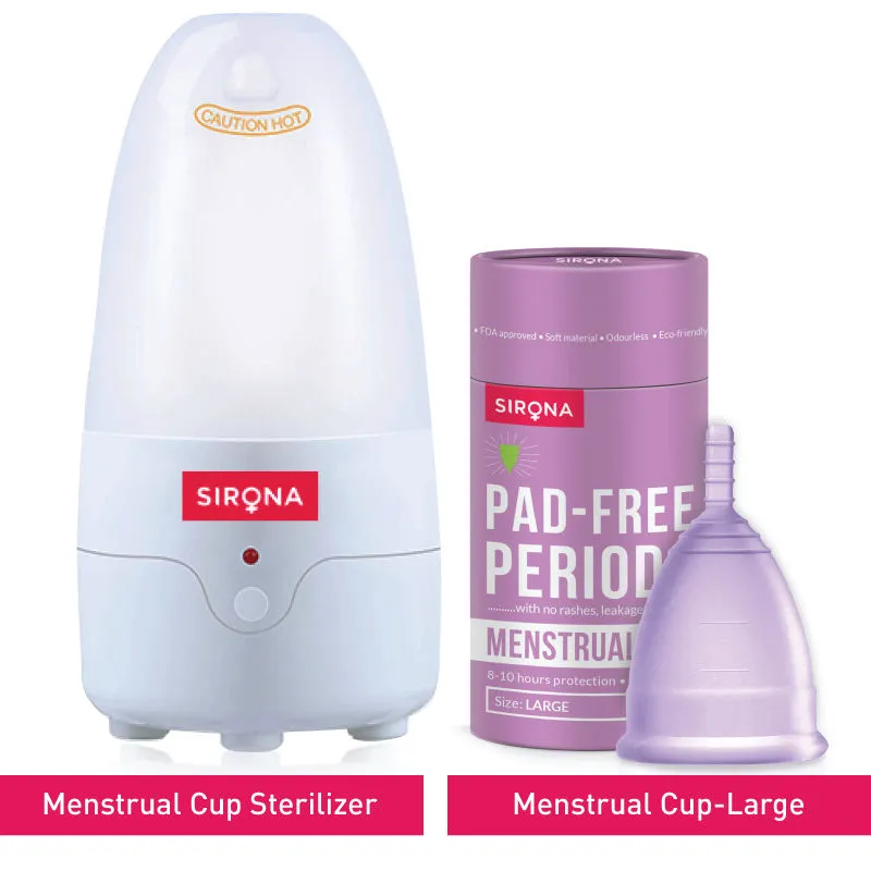 Sirona Fda Approved Reusable Menstrual Cup (Large) With Menstrual Cup Sterilizer