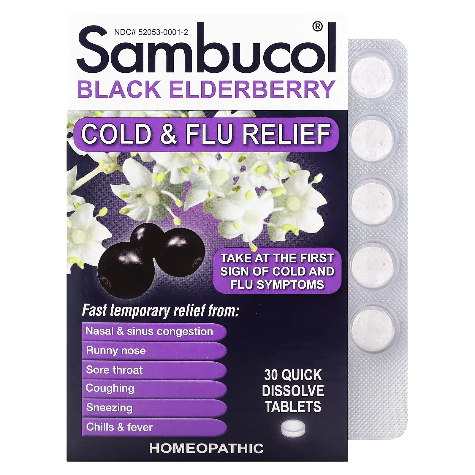 Black Elderberry, Cold & Flu Relief, 30 Quick Dissolve Tablets