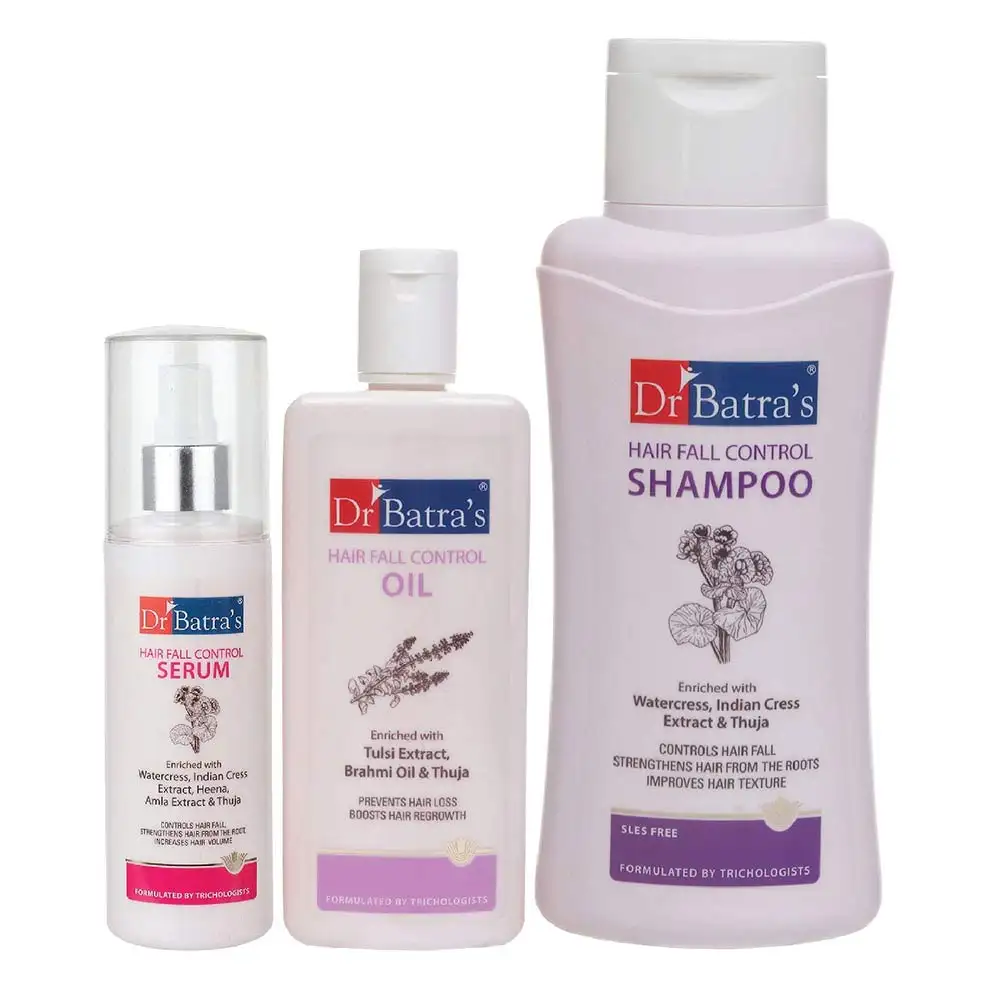 Dr Batra's Hair Fall Control Serum -125 ml, Shampoo - 500 ml & Hair Oil- 200 ml Combo,  3 Piece(s)/Pack  Hair Fall Control