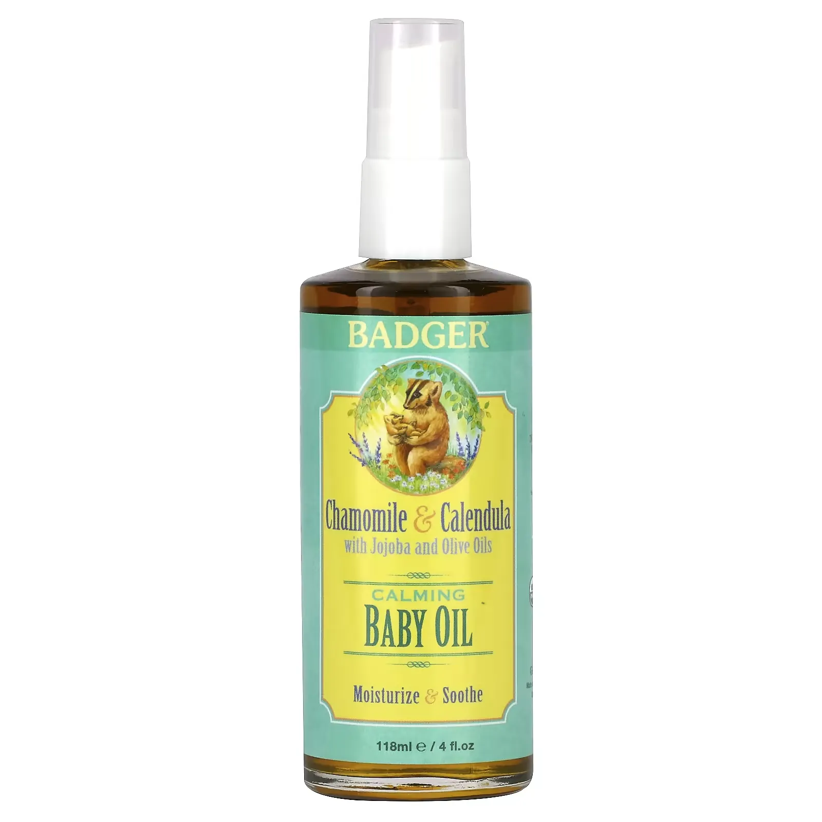 Calming Baby Oil, Chamomile & Calendula with Olive and Jojoba Oils, 4 fl oz (118 ml)