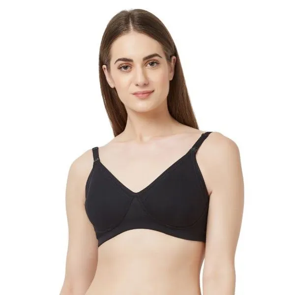 SOIE Women'S Non-Padded Non-Wired Maternity Bra - Black (34D)