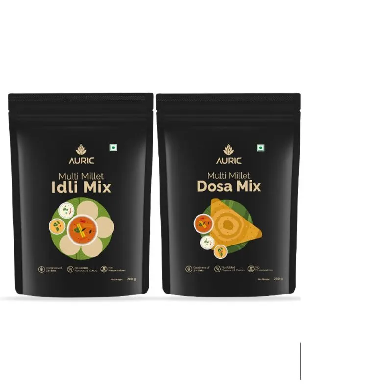 Auric Multi Millet Breakfast Mixes - Idli & Dosa Mix - Combo Pack