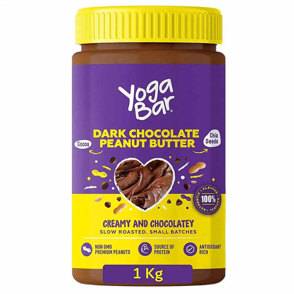 Yogabar Dark Chocolate Peanut Butter,  1 kg  Creamy & Chocolatey