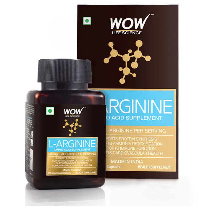 WOW Life Science L-Arginine Amino Acid Supplement (60 Vegetarian Capsules)