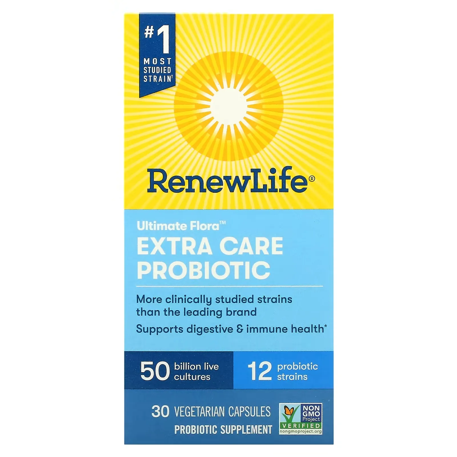 Ultimate Flora Extra Care Probiotic, 50 Billion Live Cultures, 30 Vegetarian Capsules