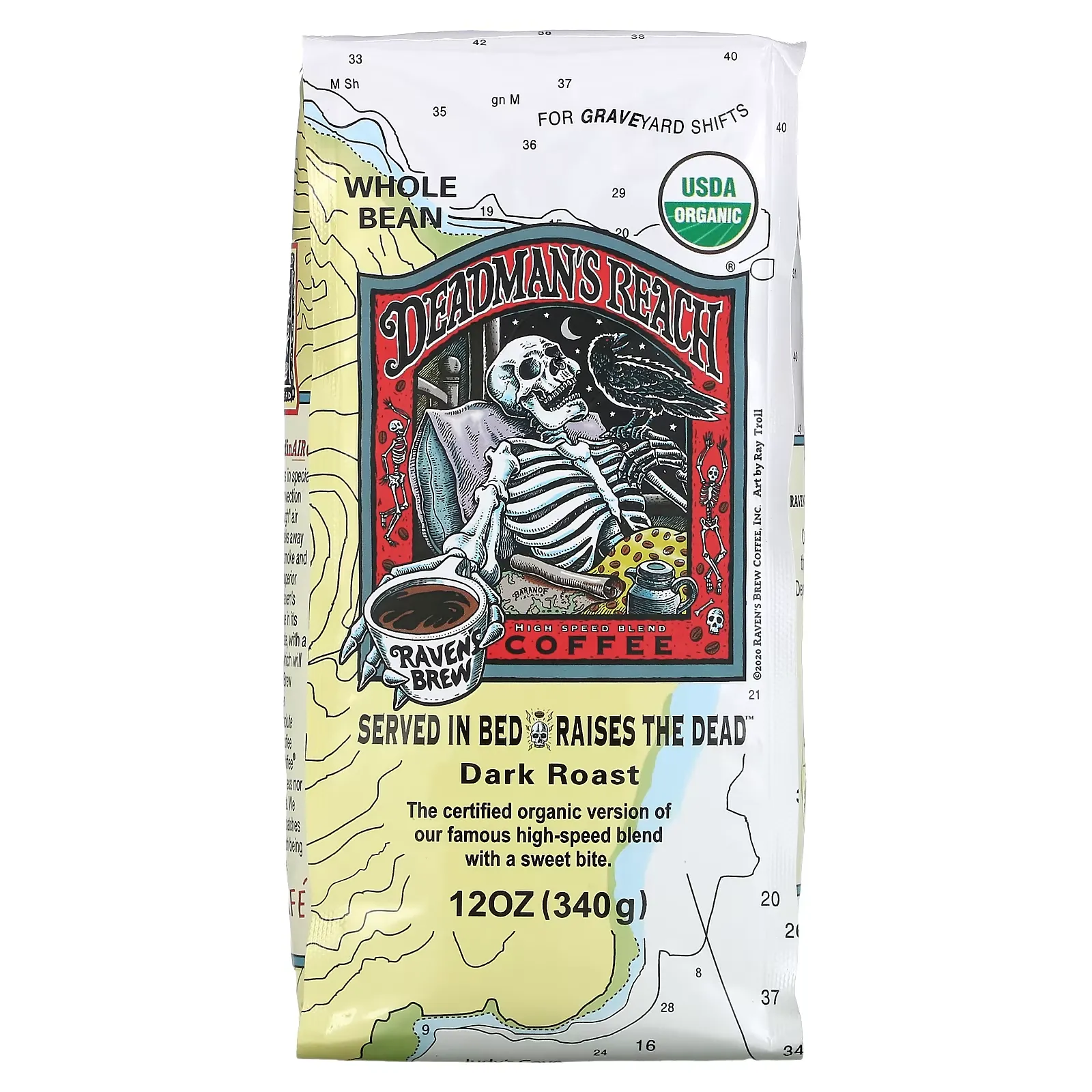 Organic Deadman's Reach Coffee, Whole Bean, Dark Roast, 12 oz (340 g)