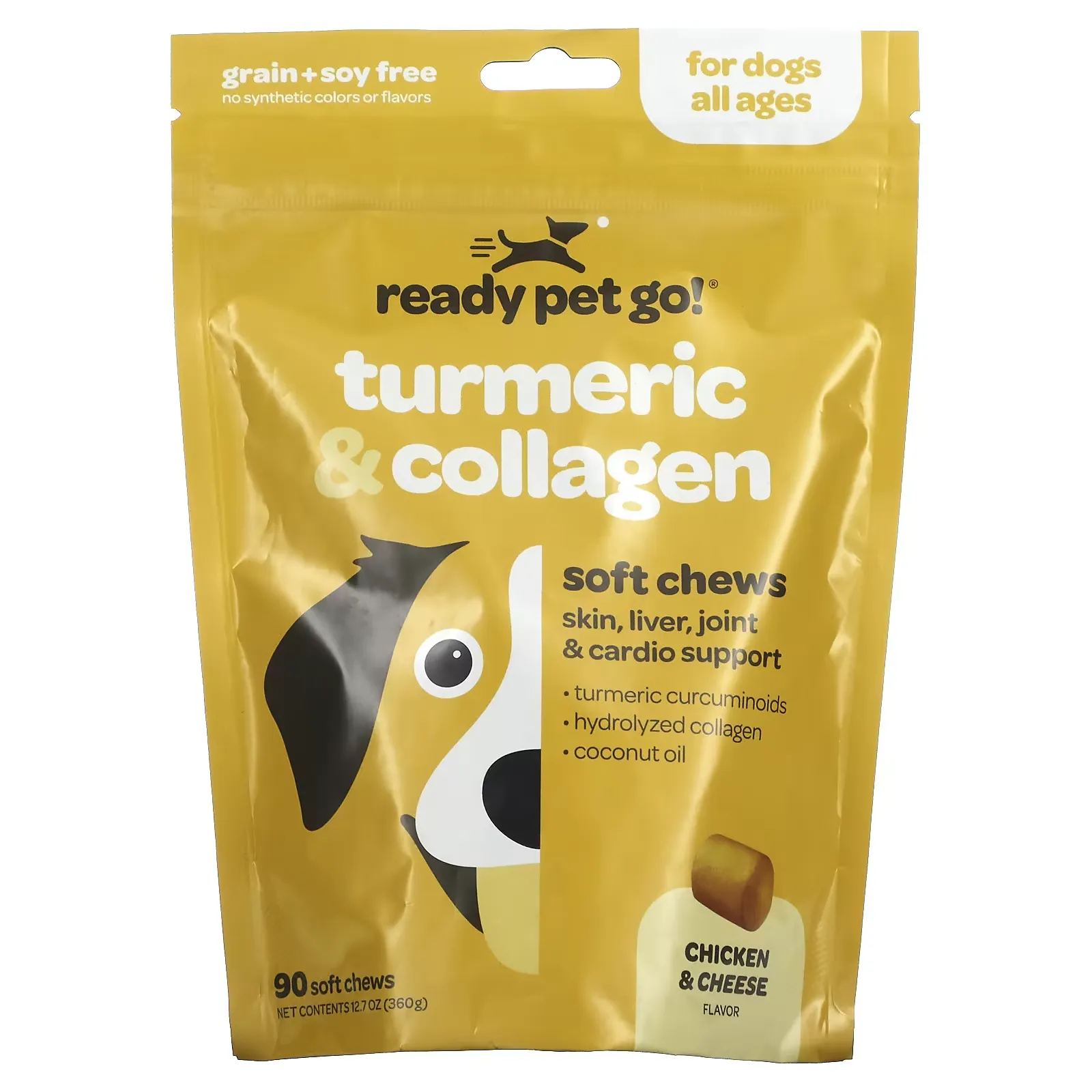 Turmeric & Collagen, For Dogs, All Ages, Chicken & Cheese, 90 Soft Chews, 12.7 oz (360 g)