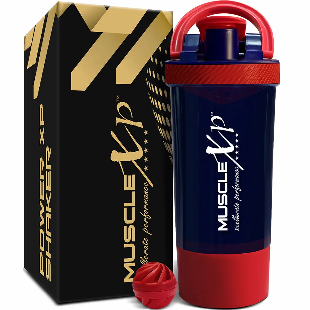 MuscleXP Gym Power XP Shaker Shaker Blender BPA Free Material Sipper Bottle - Blue & Red