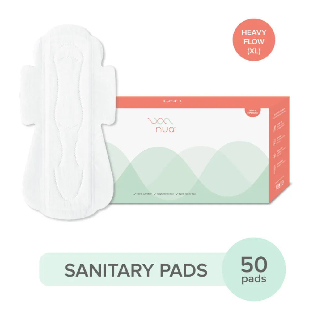 Nua Ultra Thin Sanitary Pads Bulk Heavy Flow XL - Pack of 50