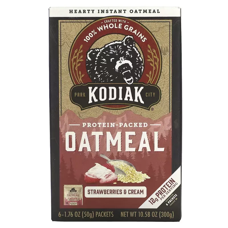 Protein-Packed Oatmeal, Strawberries & Cream, 6 Packets, 1.76 oz (50 g) Each