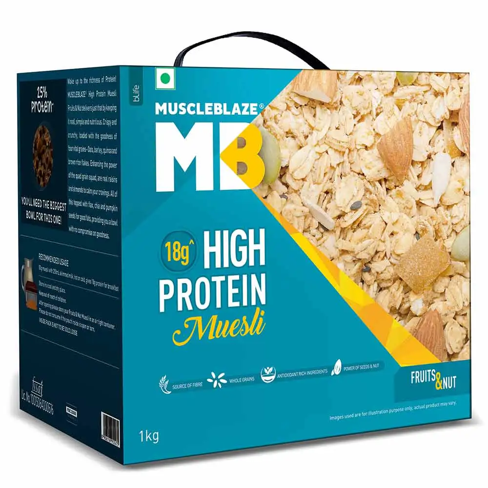 MuscleBlaze High Protein Muesli,  1 kg  Fruits & Nut