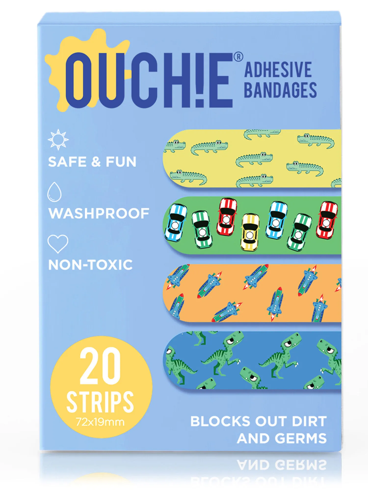 OUCHIE Non-toxic Printed Bandages (pack Of 20) - Blue