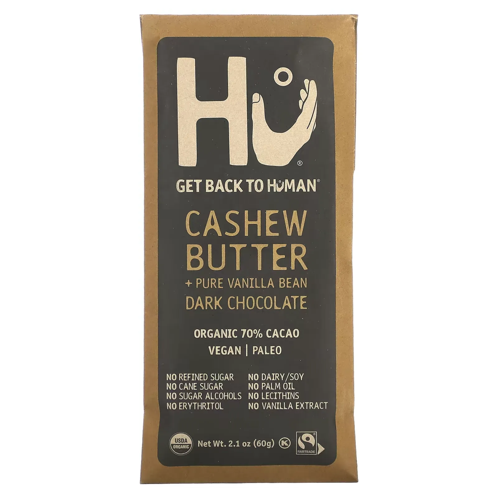 Cashew Butter + Pure Vanilla Bean Dark Chocolate, 2.1 oz (60 g)