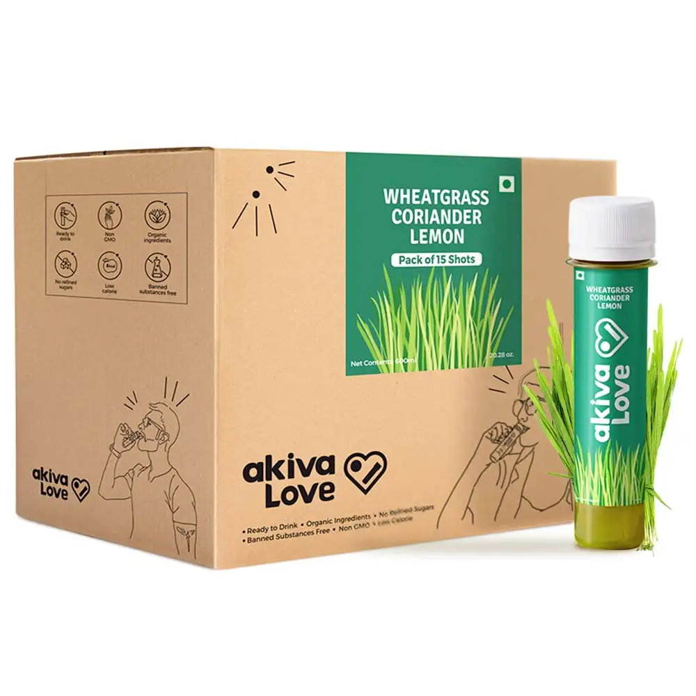 Akiva Detox Wheatgrass Lemon Coriander Pack of 15,  Natural  40 ml