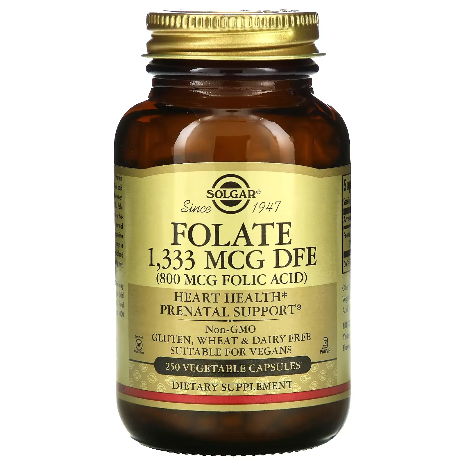 Folate, 800 mcg, 250 Vegetable Capsules