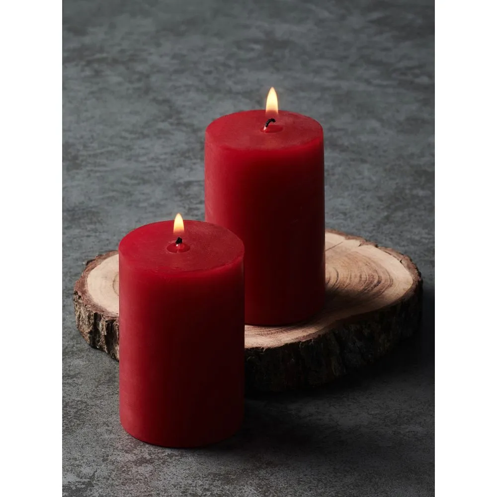 Pure Home + Living Red Set of 2 Solid Pillar Candle