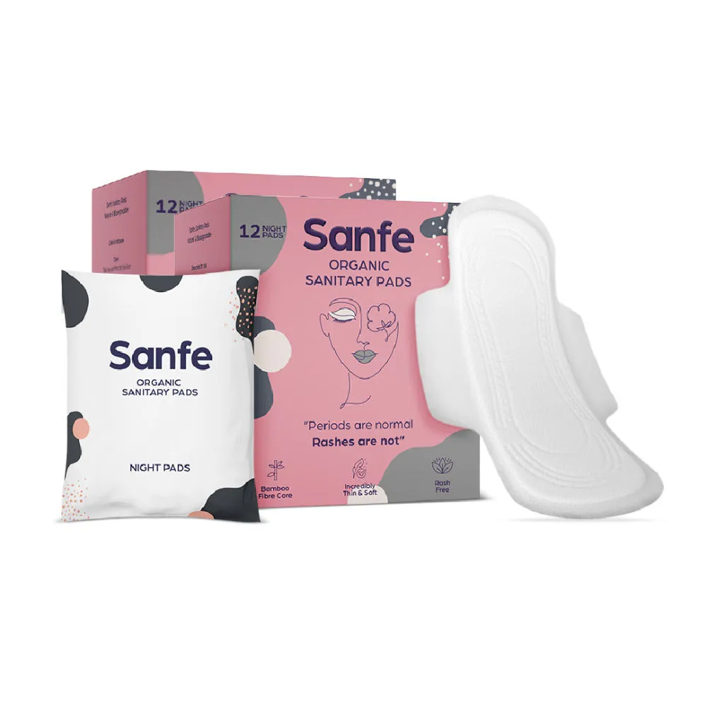 Sanfe Bomboo Sanitary Night Pads - Pack OF 24