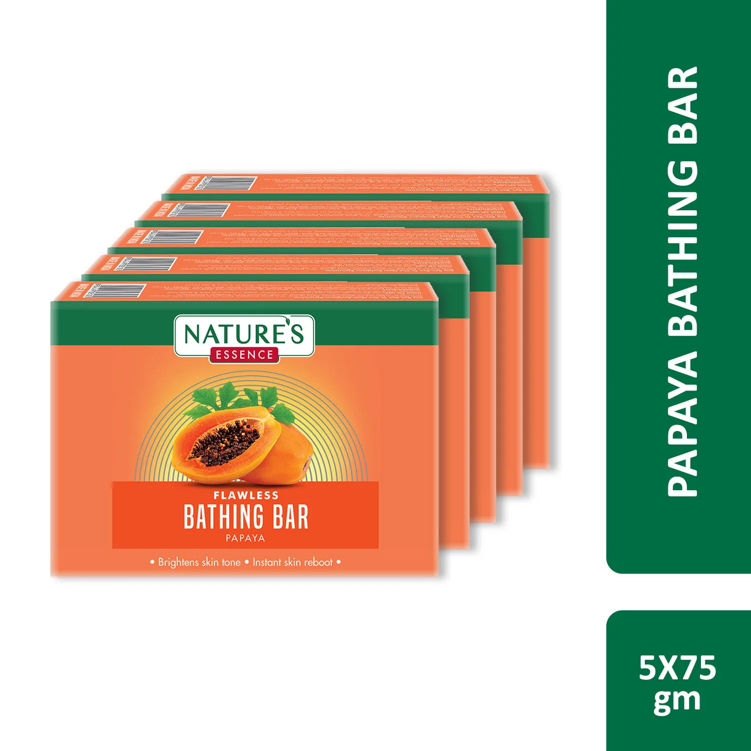 Nature's Essence Flawless Bathing Bar Papaya (Pack Of 5)