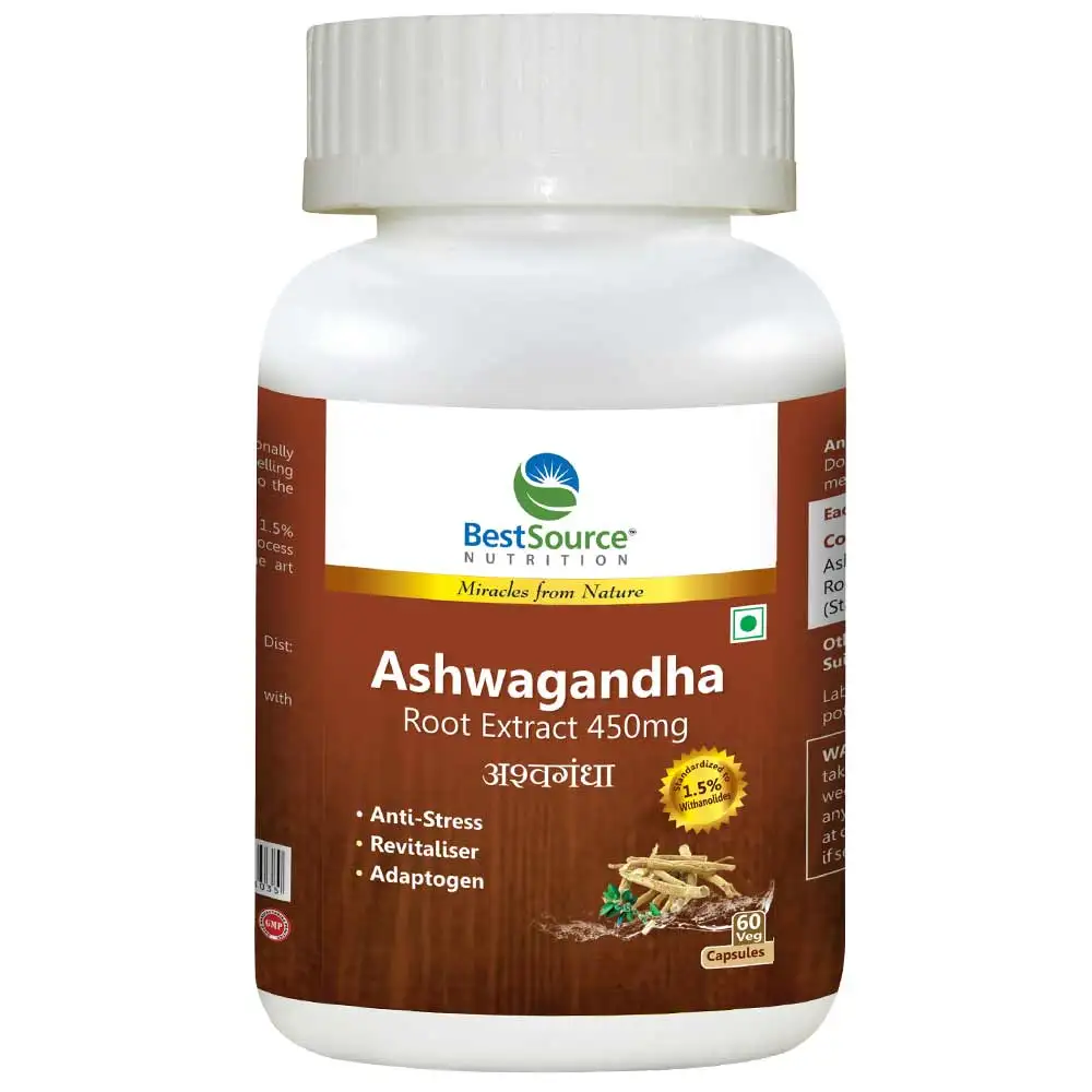 BestSource Nutrition Ashwagandha Root Extract (450mg),  60 capsules