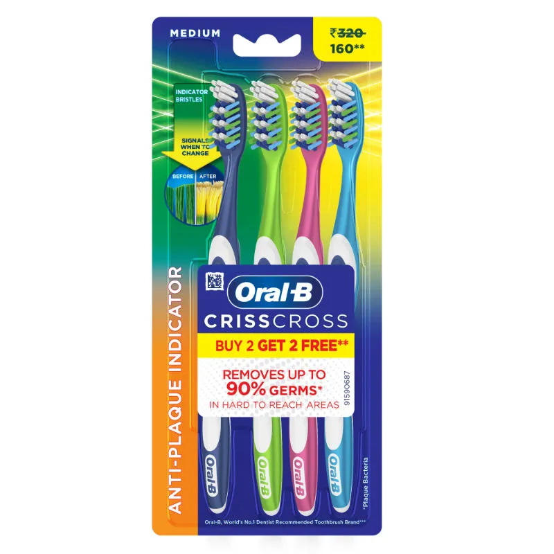 Oral-B Criss Cross Toothbrush Buy 2 Get 2 Free (Medium)