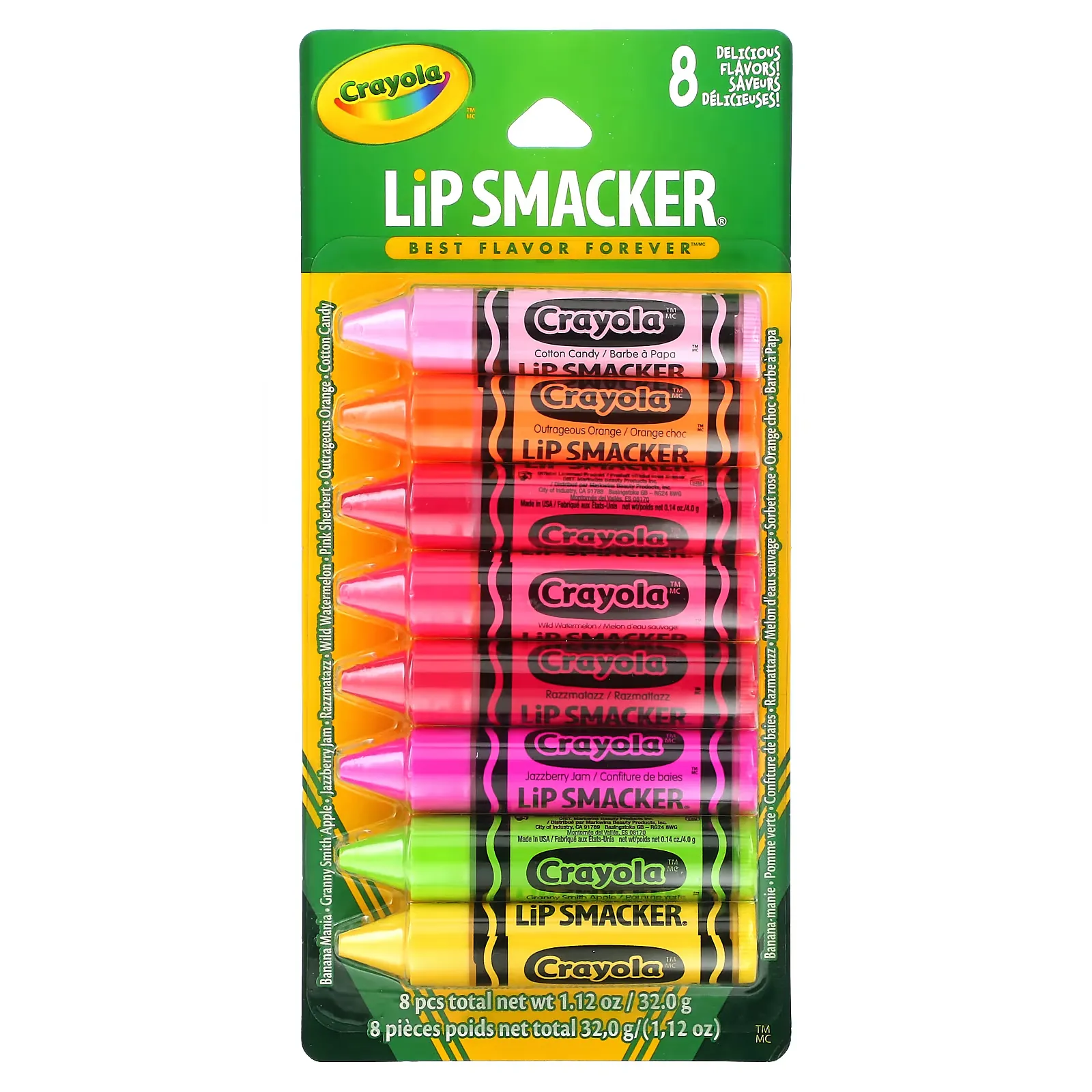 Crayola, Lip Balm, Party Pack, 8 Pieces, 0.14 oz (4 g) Each