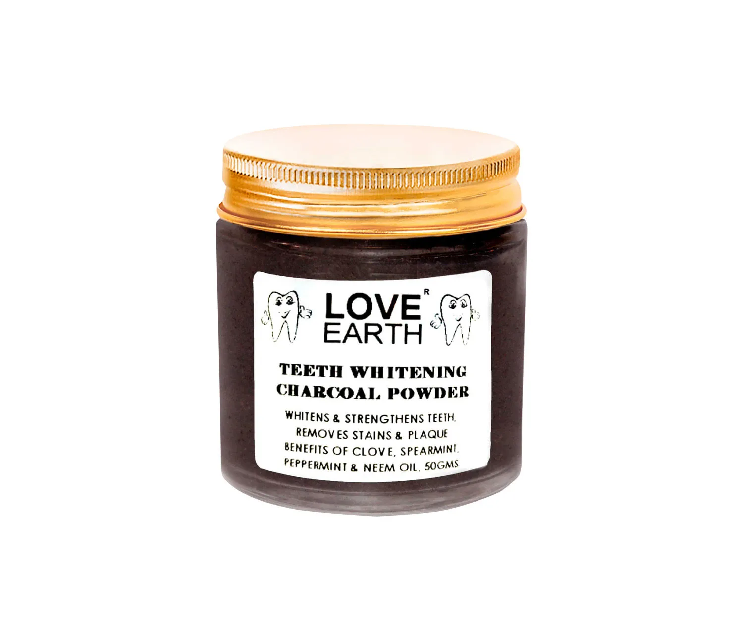 Love Earth Charcoal Teeth Whitening Powder for Teeth Whitening with Peppermint & Neem Oil