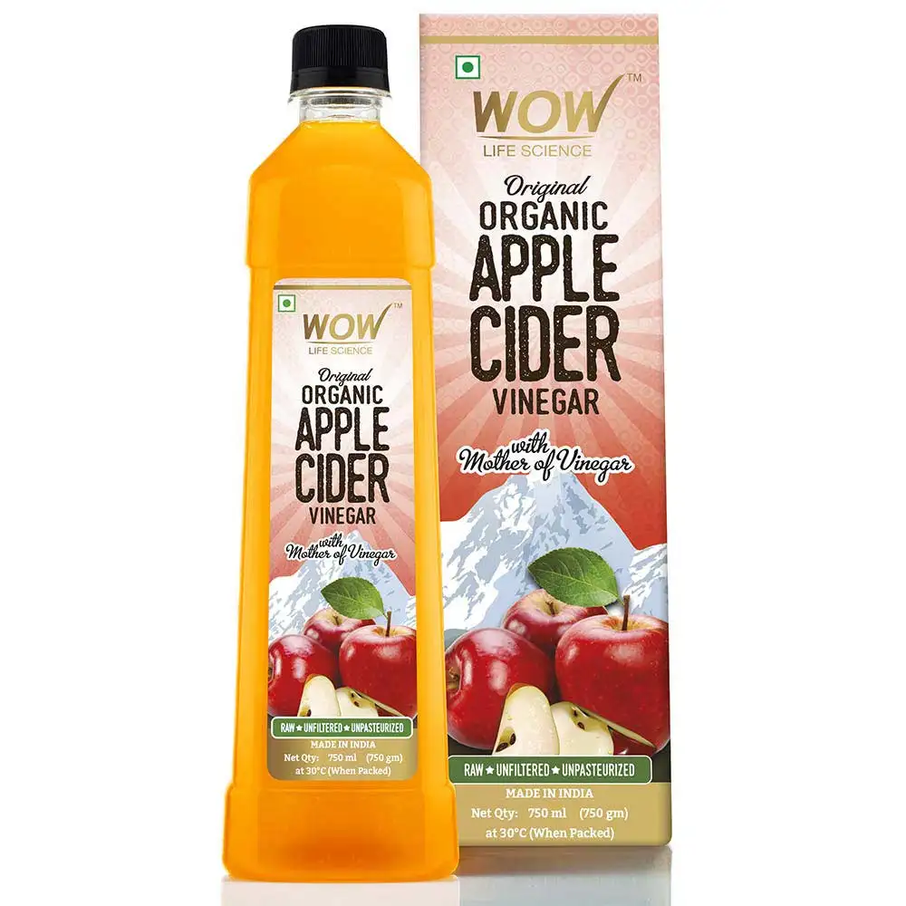 Wow Life Science Organic Apple Cider Vinegar,  750 ml  Unflavoured