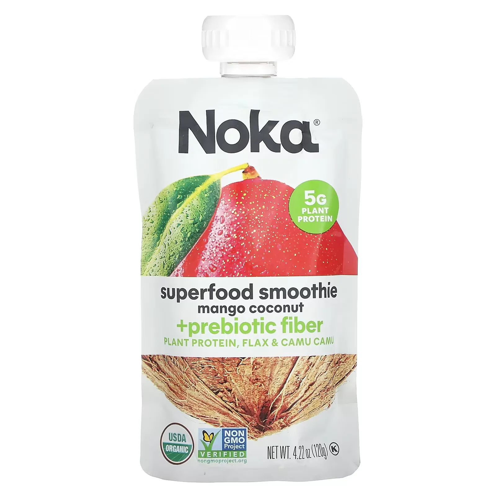 Superfood Smoothie + Prebiotic Fiber, Mango Coconut, 4.22 oz (120 g)