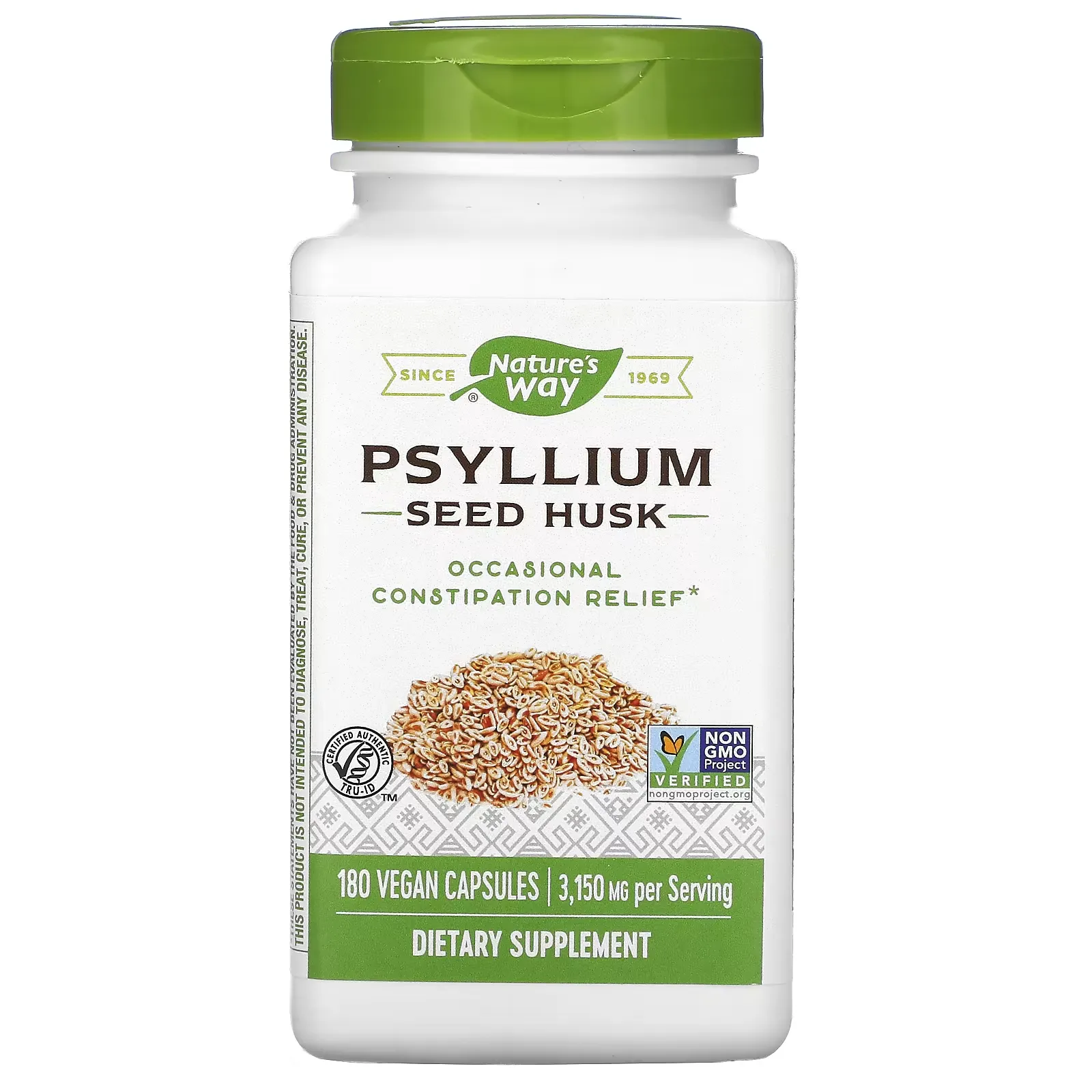 Psyllium Seed Husk, 525 mg, 180 Vegan Capsules