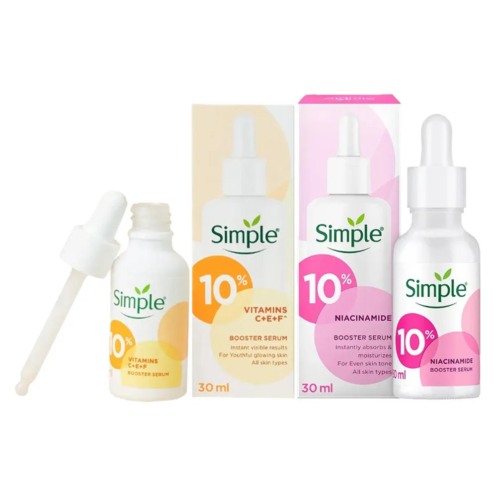 Simple Booster Serum - 10% Vitamin C + E + F & Booster Serum - 10% Niacinamide