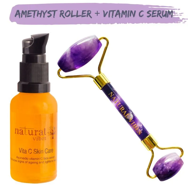 Natural Vibes Amethyst Face Roller + Vitamin C Serum