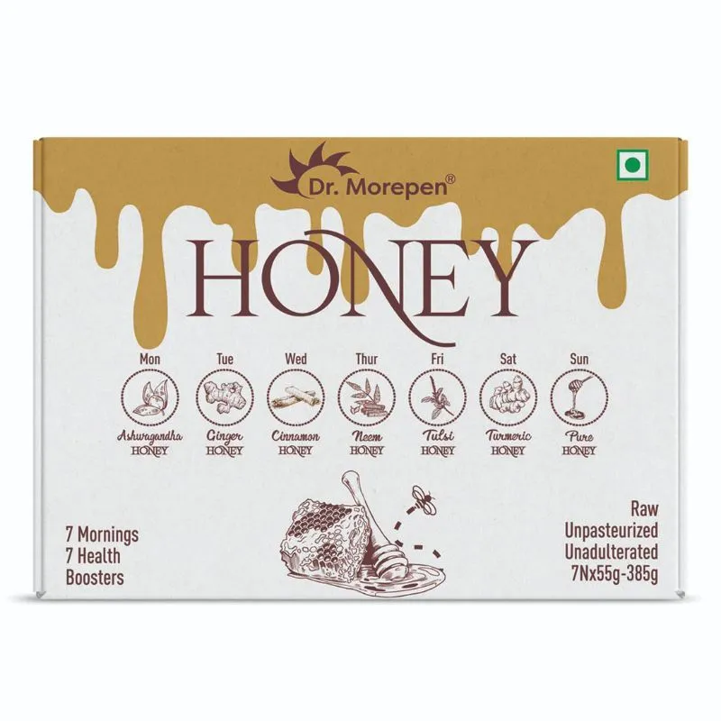 Dr. Morepen Honey Jars Infused With Ayurvedic Herbs - Pack Of 7