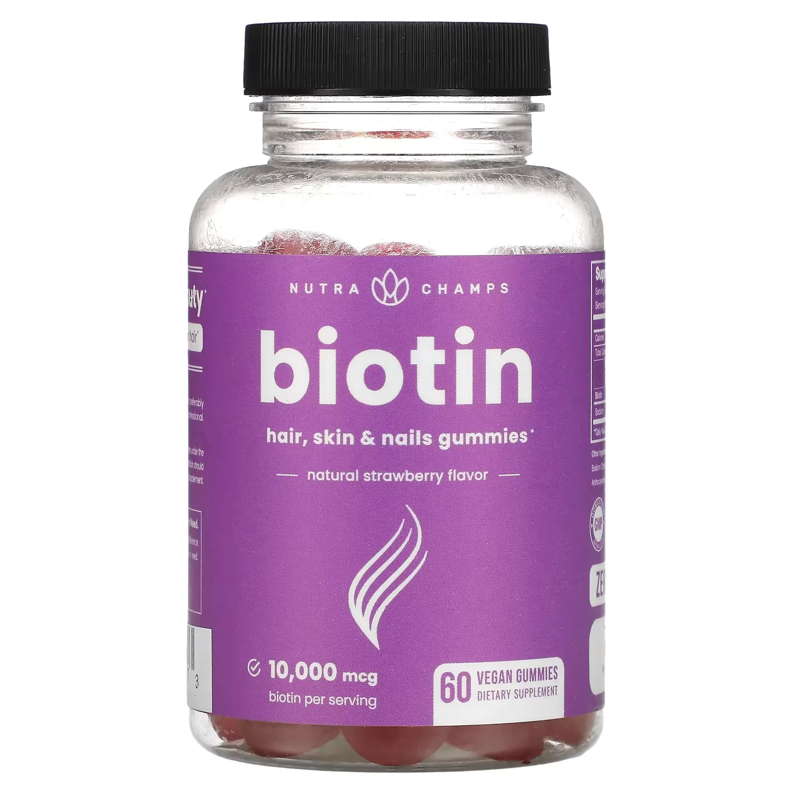 Biotin Gummies, Natural Strawberry, 5,000 mcg, 60 Vegan Gummies