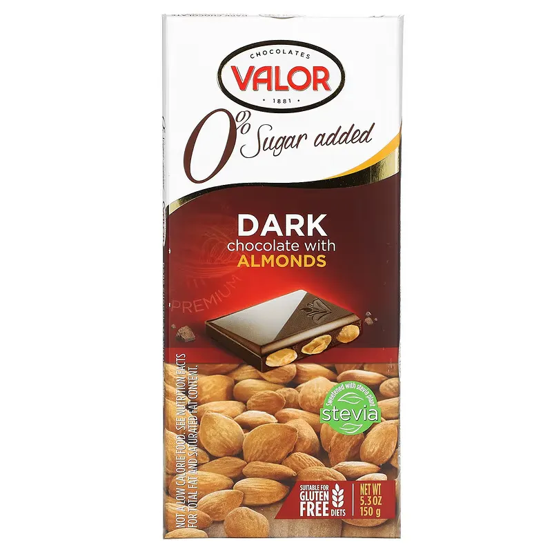 0% Sugar Added, Dark Chocolate with Almonds, 5.3 oz (150 g)