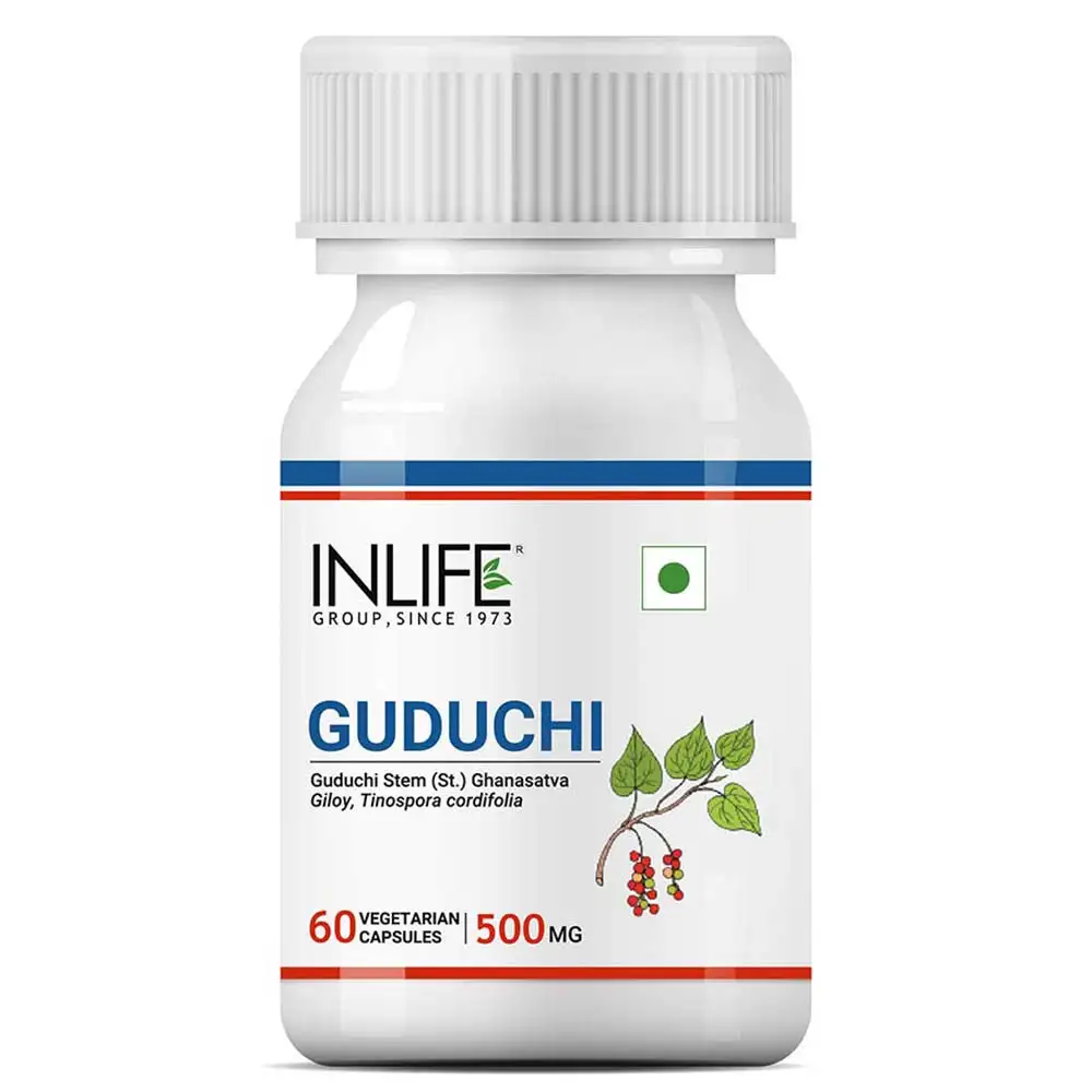 INLIFE Guduchi Giloy Tinospora Cordifolia Stem Extract for Immune Support (500 mg),  60 capsules