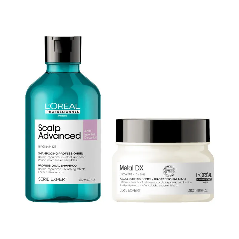 L'Oreal Professionnel Scalp Advanced Anti-Discomfort Dermo-Regulator Shampoo+ Metal Dx Hair Mask