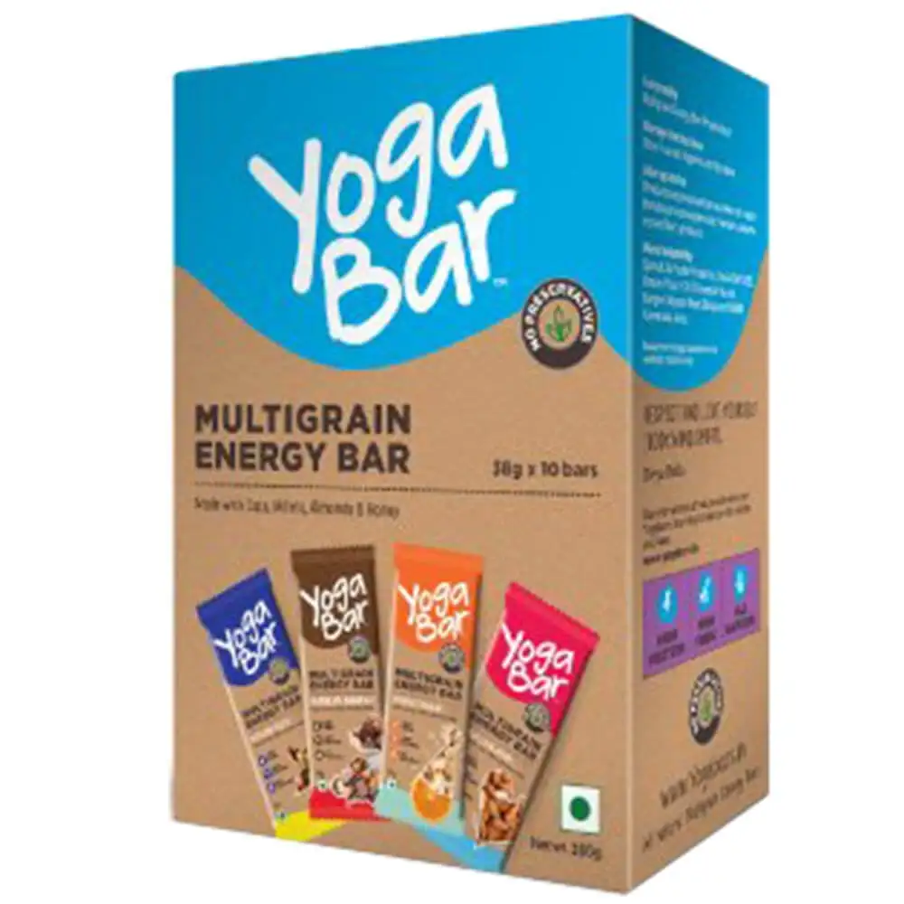 Yogabar 100% Natural Energy Bar Box,  10 bar(s)  Vanilla,Chocolate & Peanut