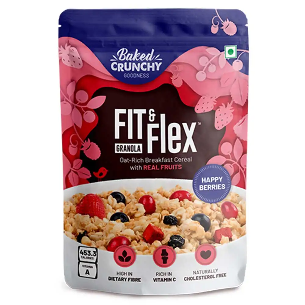 Fit & Flex Granola Oat Rich Breakfast Cereal with Real Fruits,  450 g  Happy Berries