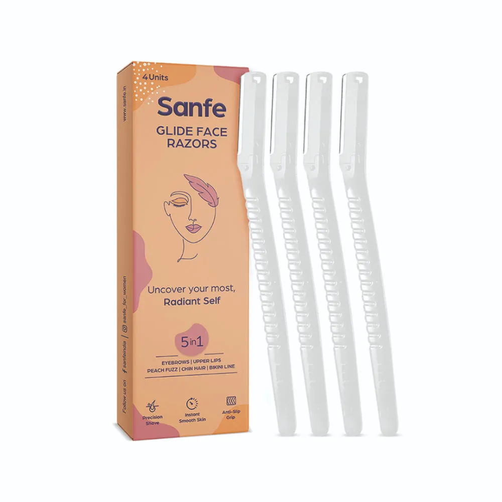 Sanfe Glide Face Razor For Painfree Facial Hair Removal (4 Units)