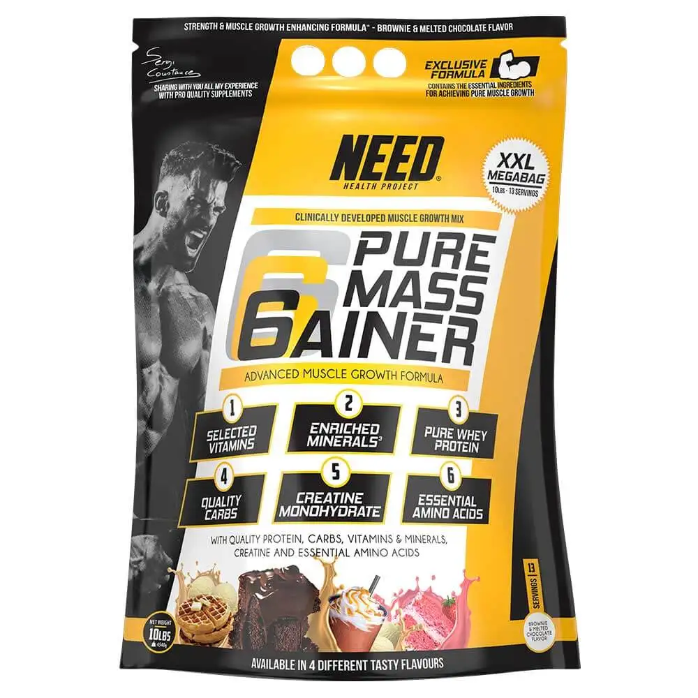 NEED Pure Mass Gainer,  10 lb  Brownie & Melted Chocolate