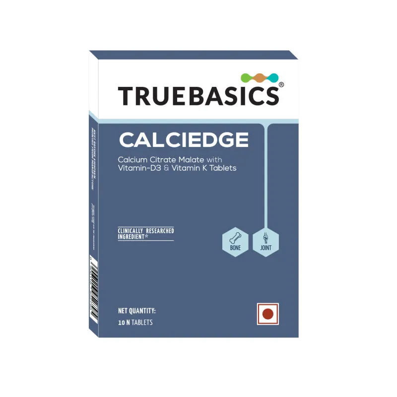 TrueBasics Calciedge - Calcium Citrate Malate, Vitamin D3 & Vitamin K Tablets